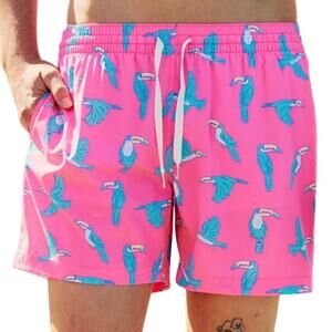 CHUBBIES L Mens Lined Volley Shorts Classic 4'' Inseam Toucan Pink